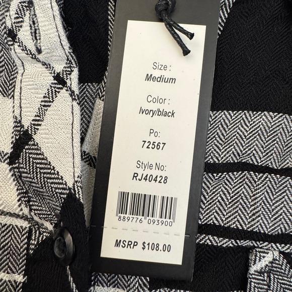 NEW Romeo & Juliet Couture button front Flannel Black/White plaid‎ tunic, M NWT - Picture 4 of 11